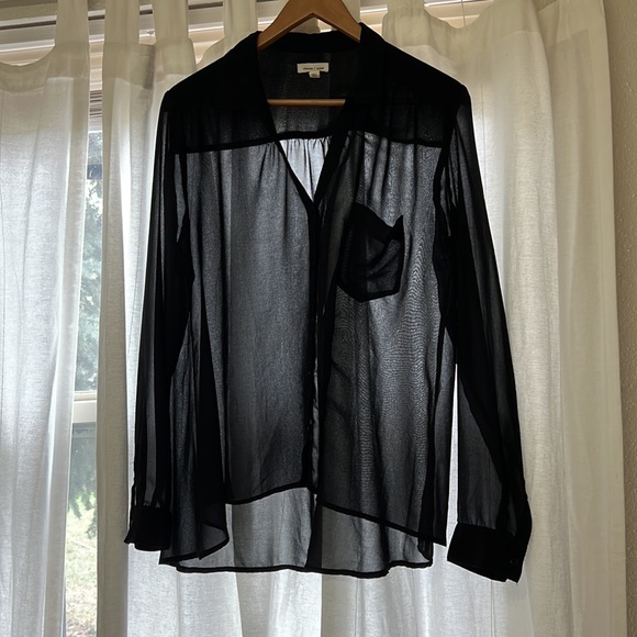 SOLD - Urban Outfitter’s Silence + Noise Sheer Black Button Up Blouse - large